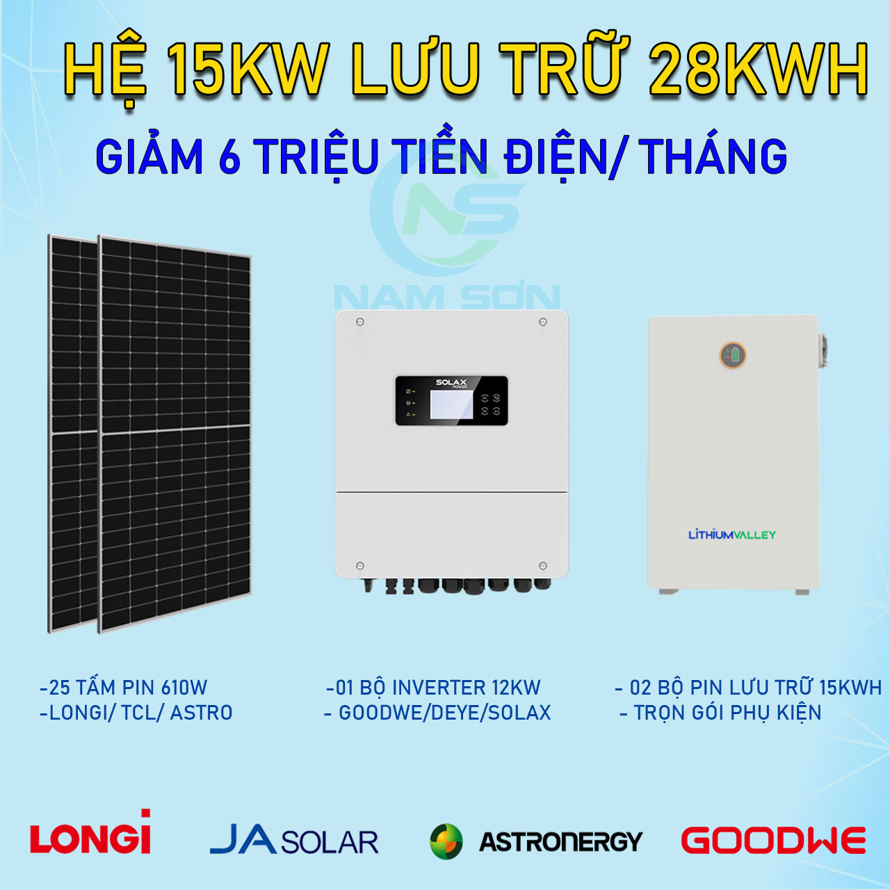 Lắp đặt hệ thống điện mặt trời Hybrid 15.3kWp - Độc lập năng lượng 24/7 với pin lưu trữ 