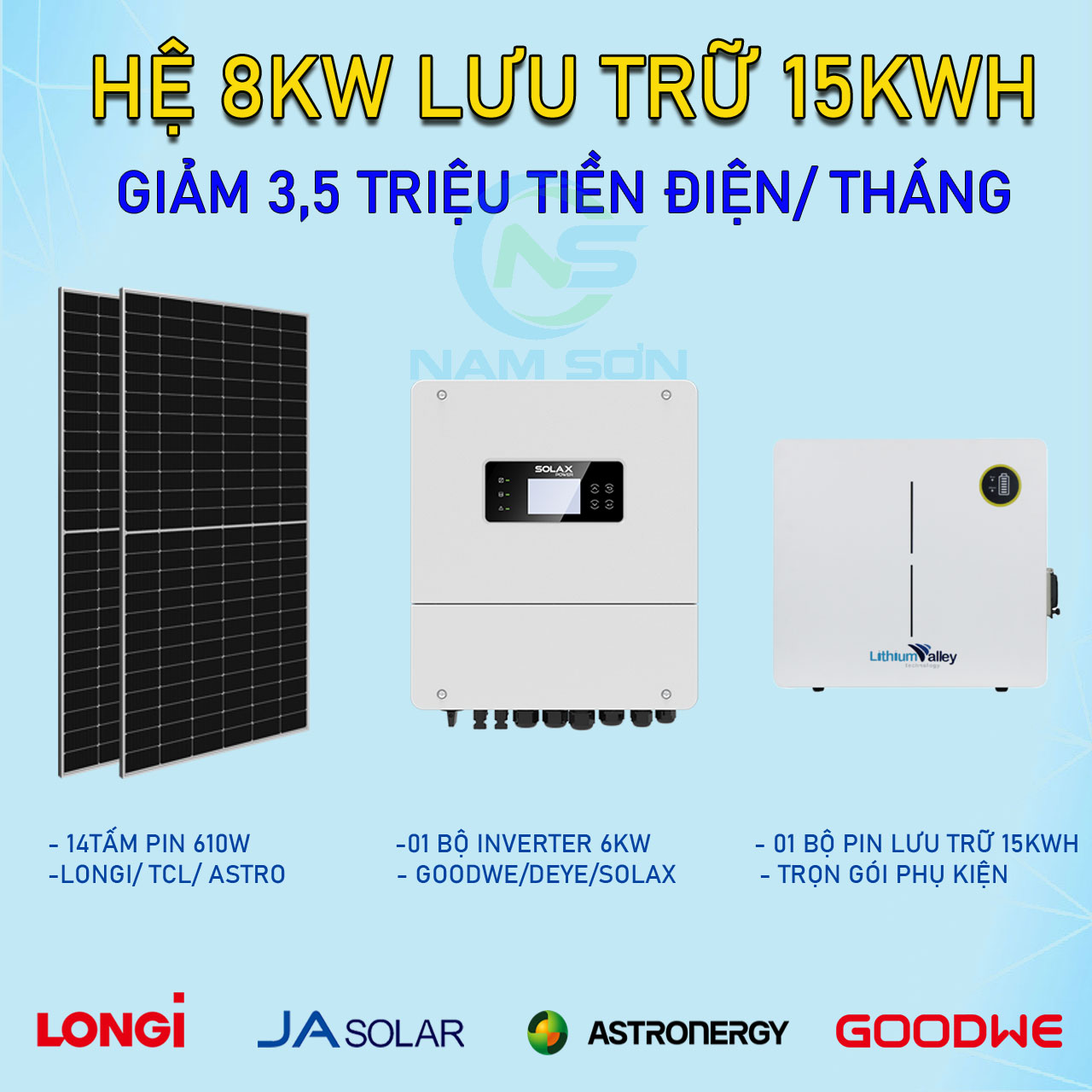 Lắp đặt hệ thống điện mặt trời Hybrid 8.6kWp - Tự chủ năng lượng 24/7 với pin lưu trữ 14.3kWh