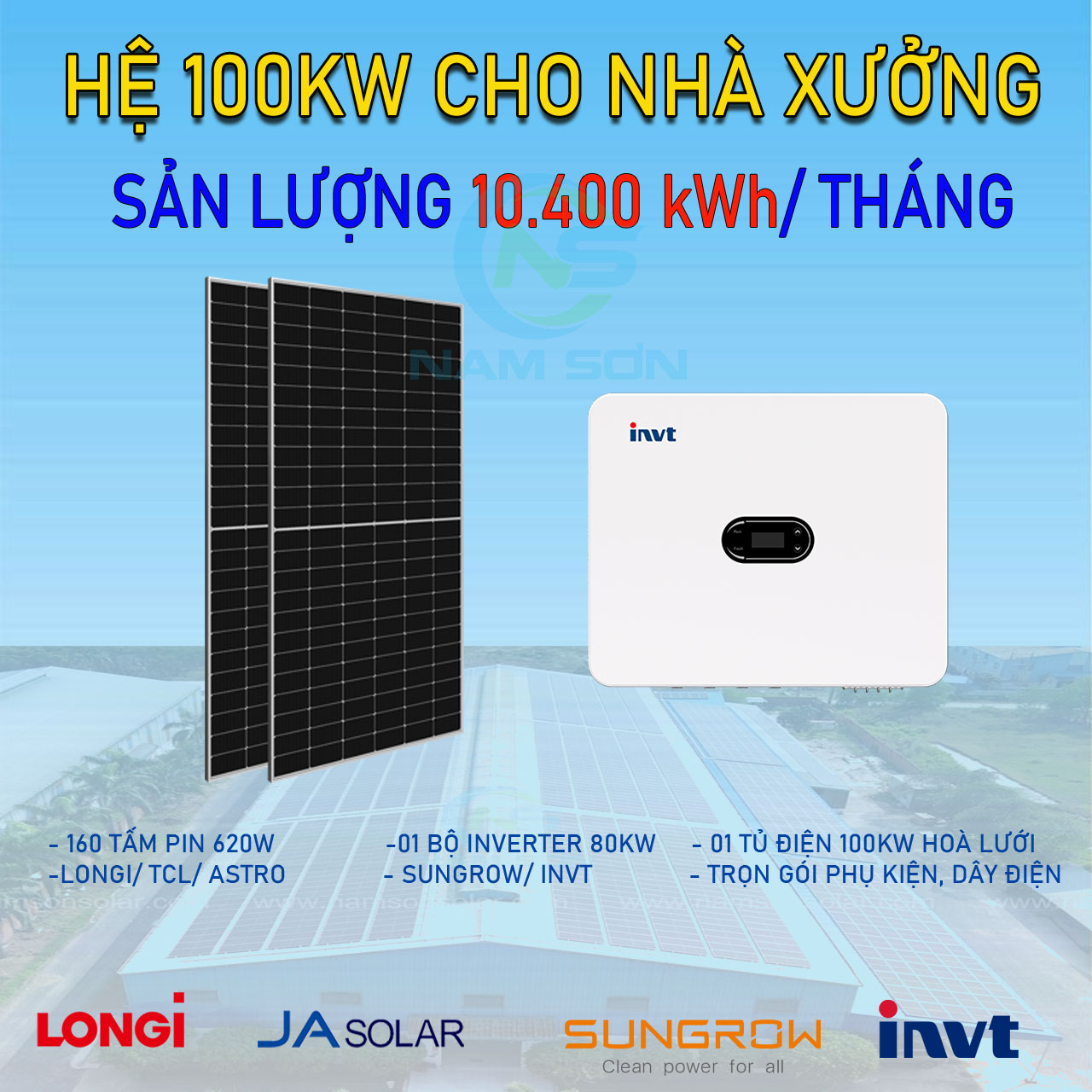 Hệ thống điện mặt trời 100kWp 3 pha: Giải pháp cắt giảm hơn 10.300kWh chi phí điện mỗi tháng