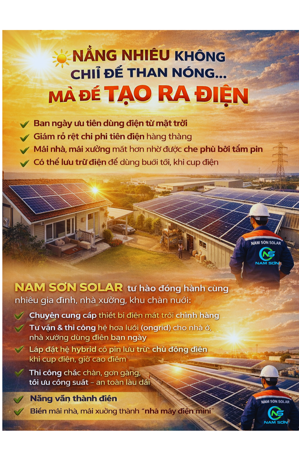 Nắng nhiều không chỉ để than nóng – Mà để tạo ra điện cho ngôi nhà và nhà xưởng